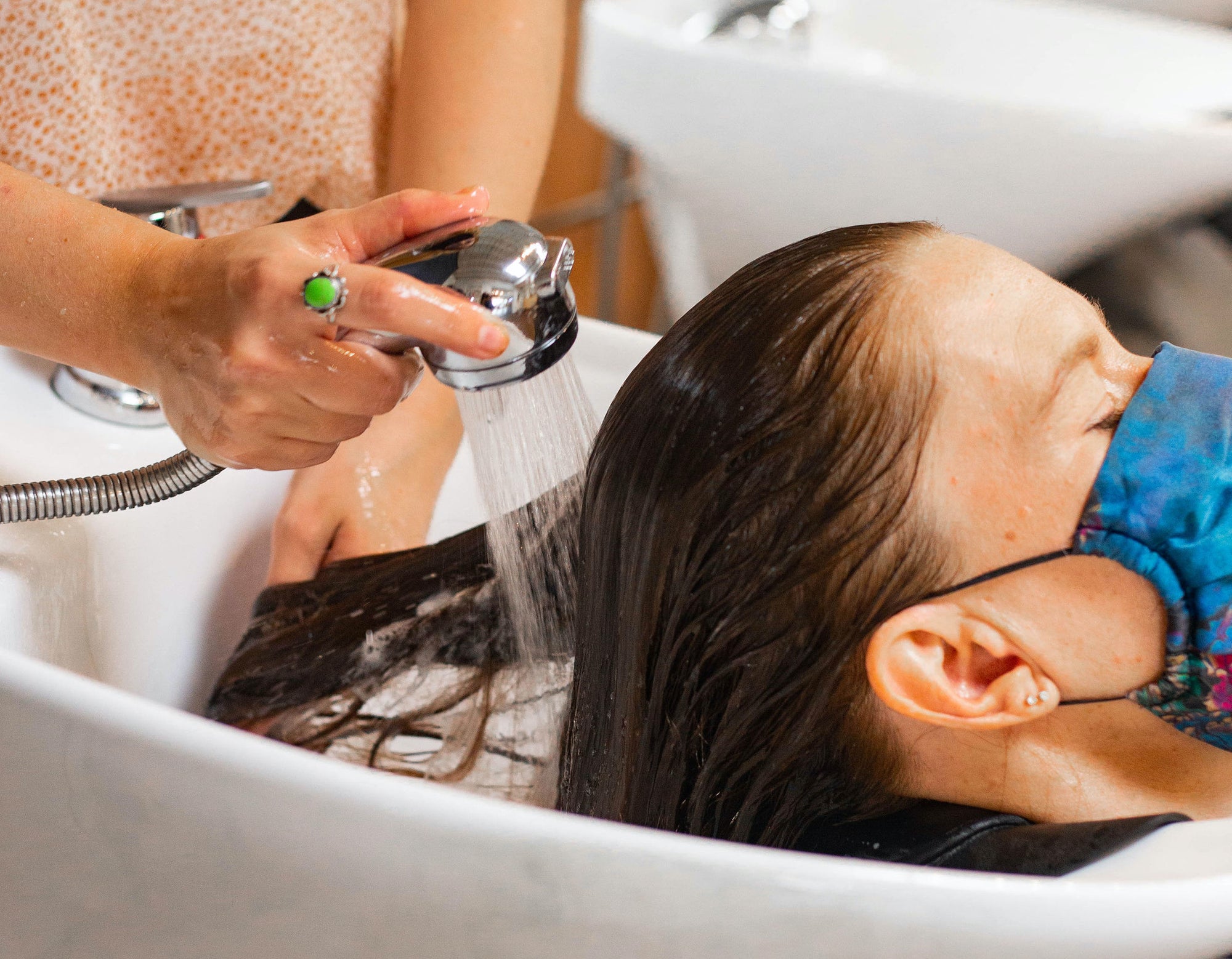 Hair dye in salon Davines washing